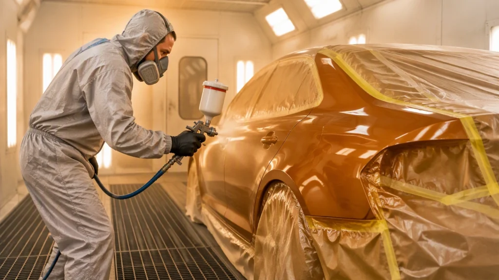 spray painting and clear coat process