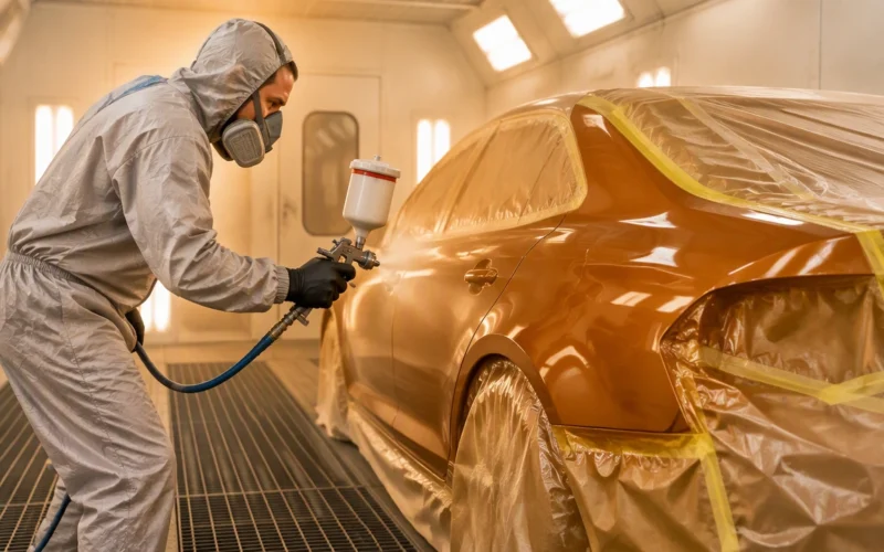 spray painting and clear coat process