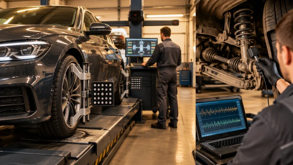 wheel alignment and suspension noise diagnosis