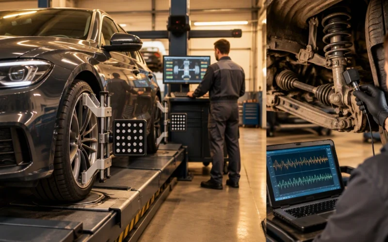 wheel alignment and suspension noise diagnosis