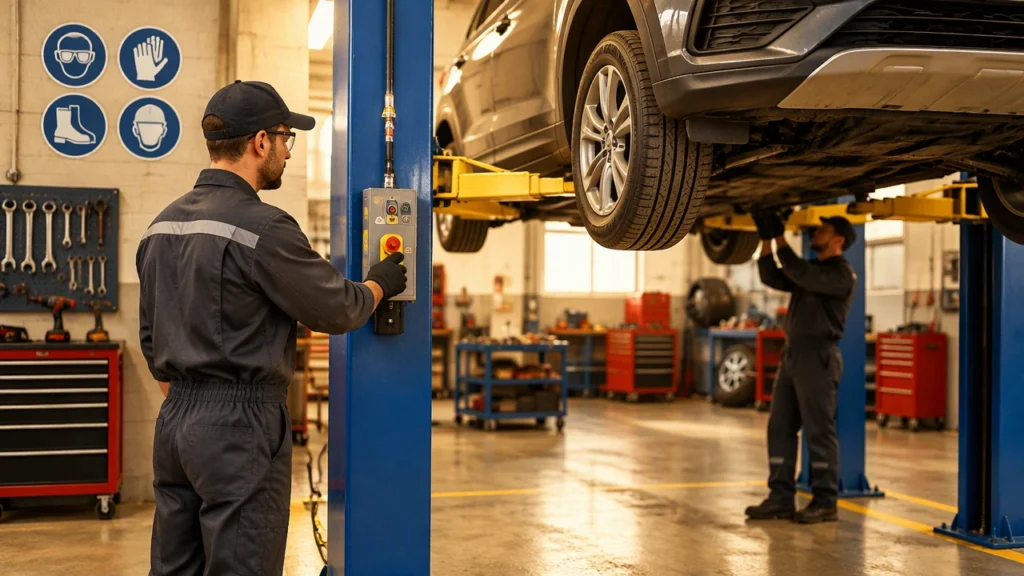 workshop safety protocols and lift operation